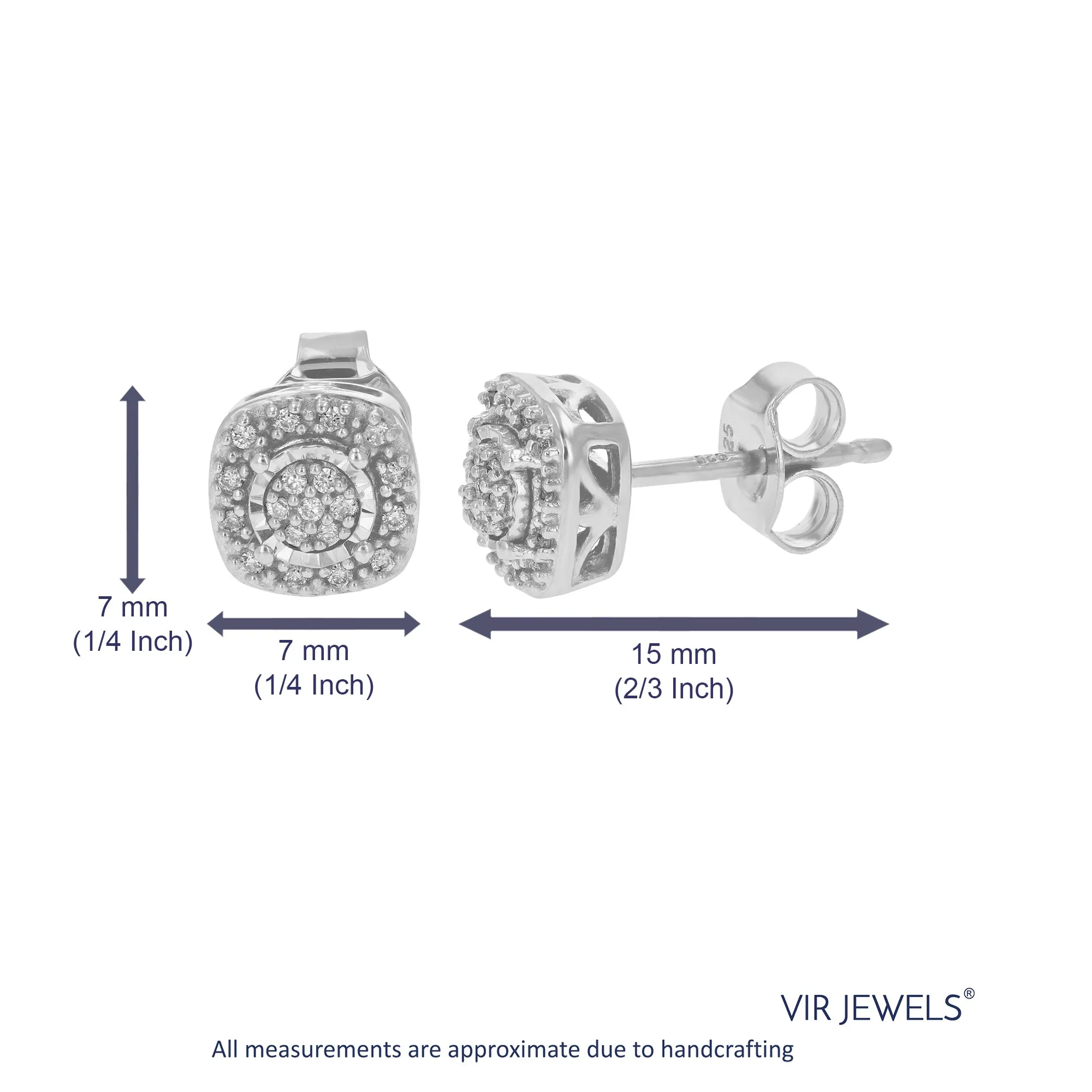 1/8 cttw Classic Diamond Stud Earrings in .925 Sterling Silver