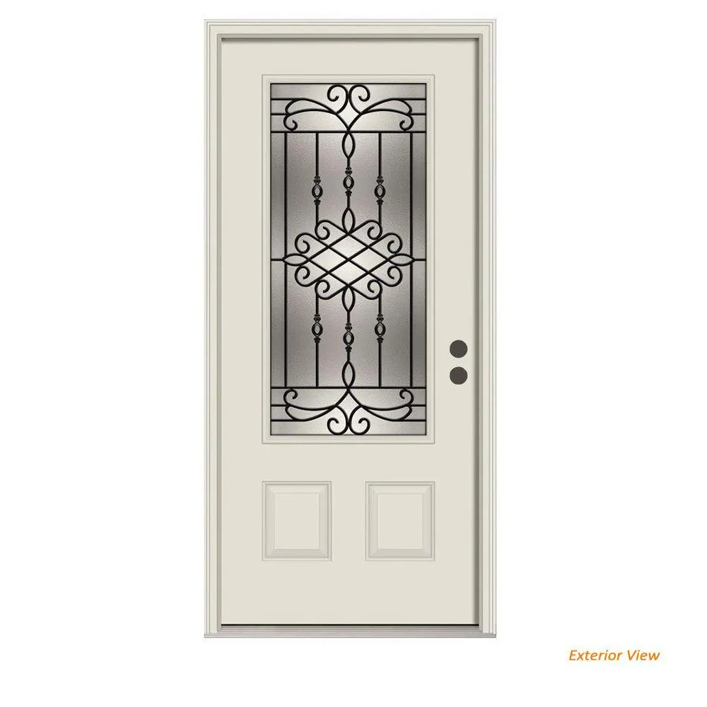 36 in. x 80 in. 3/4 Lite Sanibel Primed Steel Prehung Left-Hand Inswing Front Door w/Brickmould