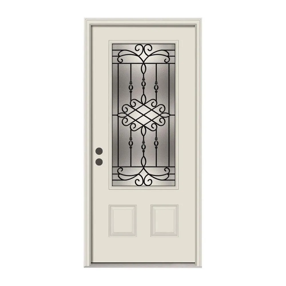 36 in. x 80 in. 3/4 Lite Sanibel Primed Steel Prehung Left-Hand Inswing Front Door w/Brickmould