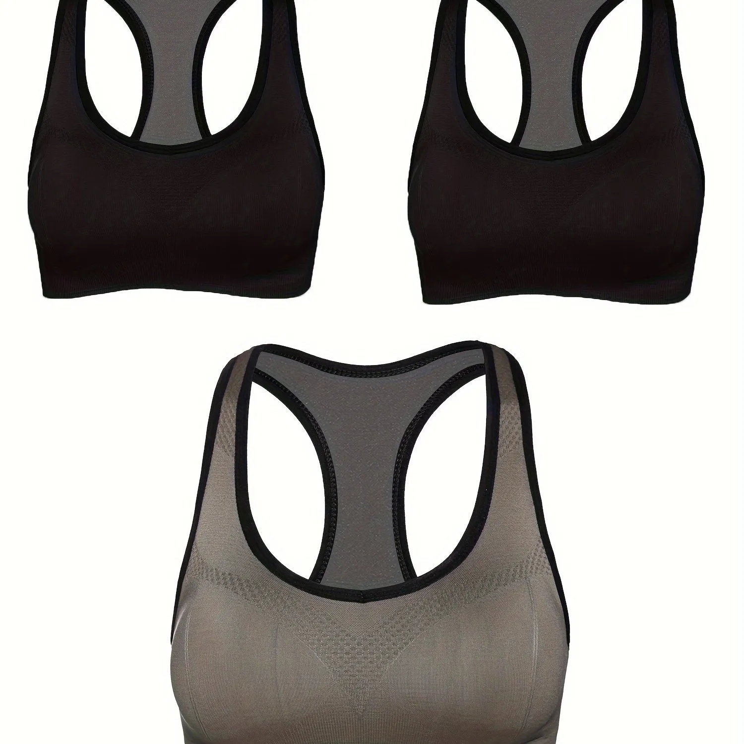 3pcs High Impact Racerback Sports Bra for Women - Padded, Seamless, Wireless Support for Yoga, Gym, Workout, and Running - Women's Activewear