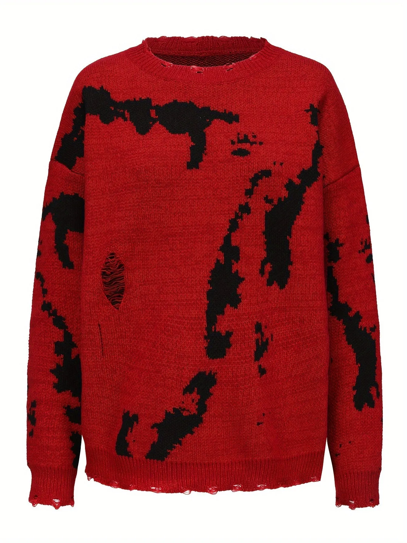 Abstract Pattern Crew Neck Sweater, Casual Long Sleeve Sweater For Fall & Winter, Women's Clothing