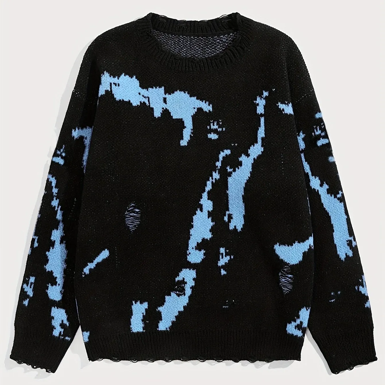 Abstract Pattern Crew Neck Sweater, Casual Long Sleeve Sweater For Fall & Winter, Women's Clothing