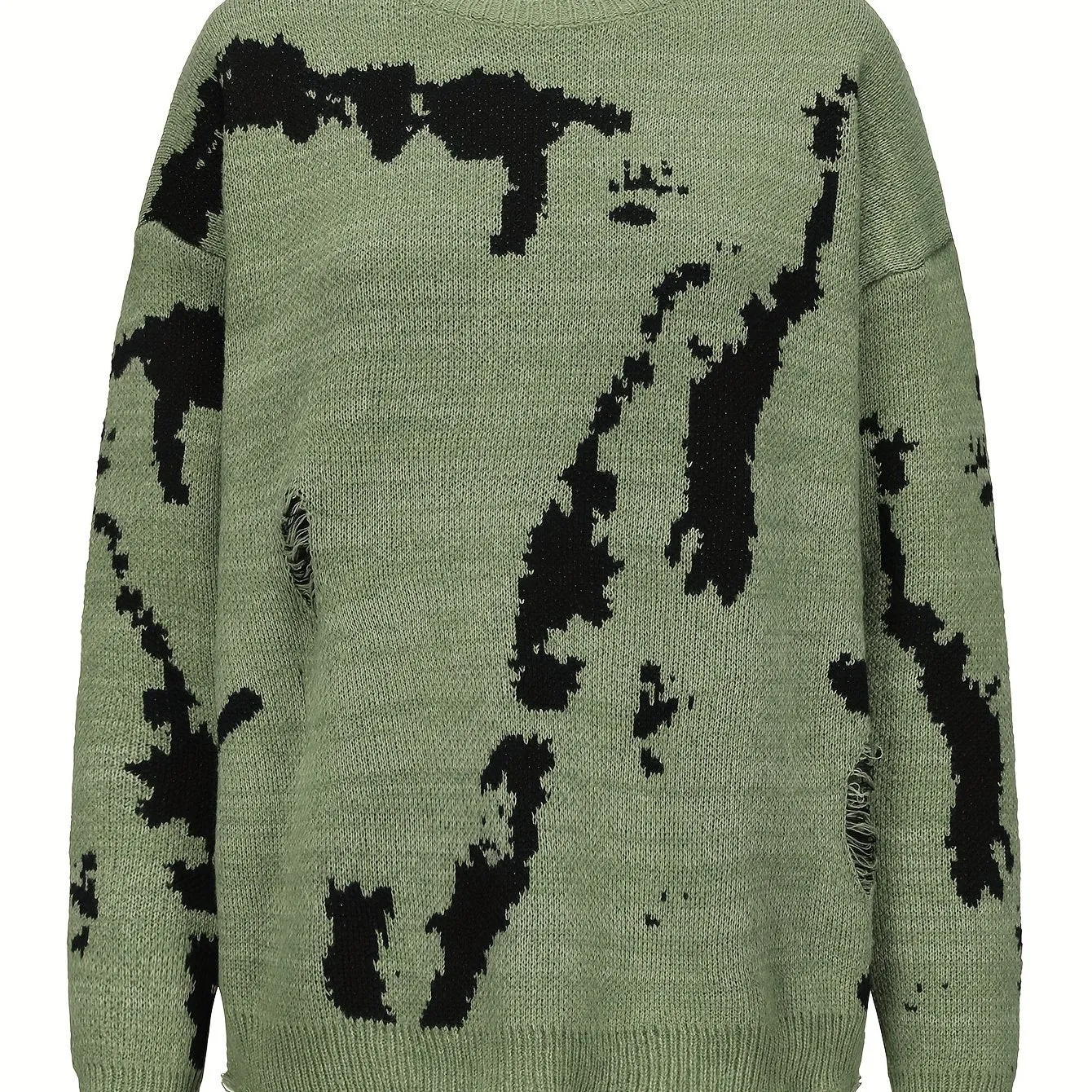 Abstract Pattern Crew Neck Sweater, Casual Long Sleeve Sweater For Fall & Winter, Women's Clothing