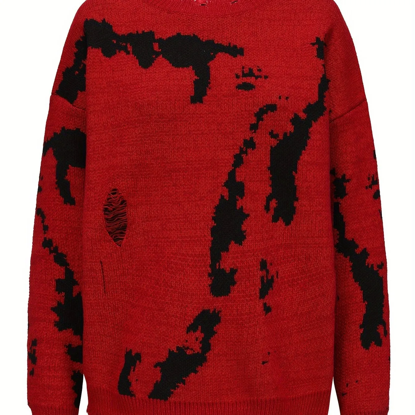 Abstract Pattern Crew Neck Sweater, Casual Long Sleeve Sweater For Fall & Winter, Women's Clothing