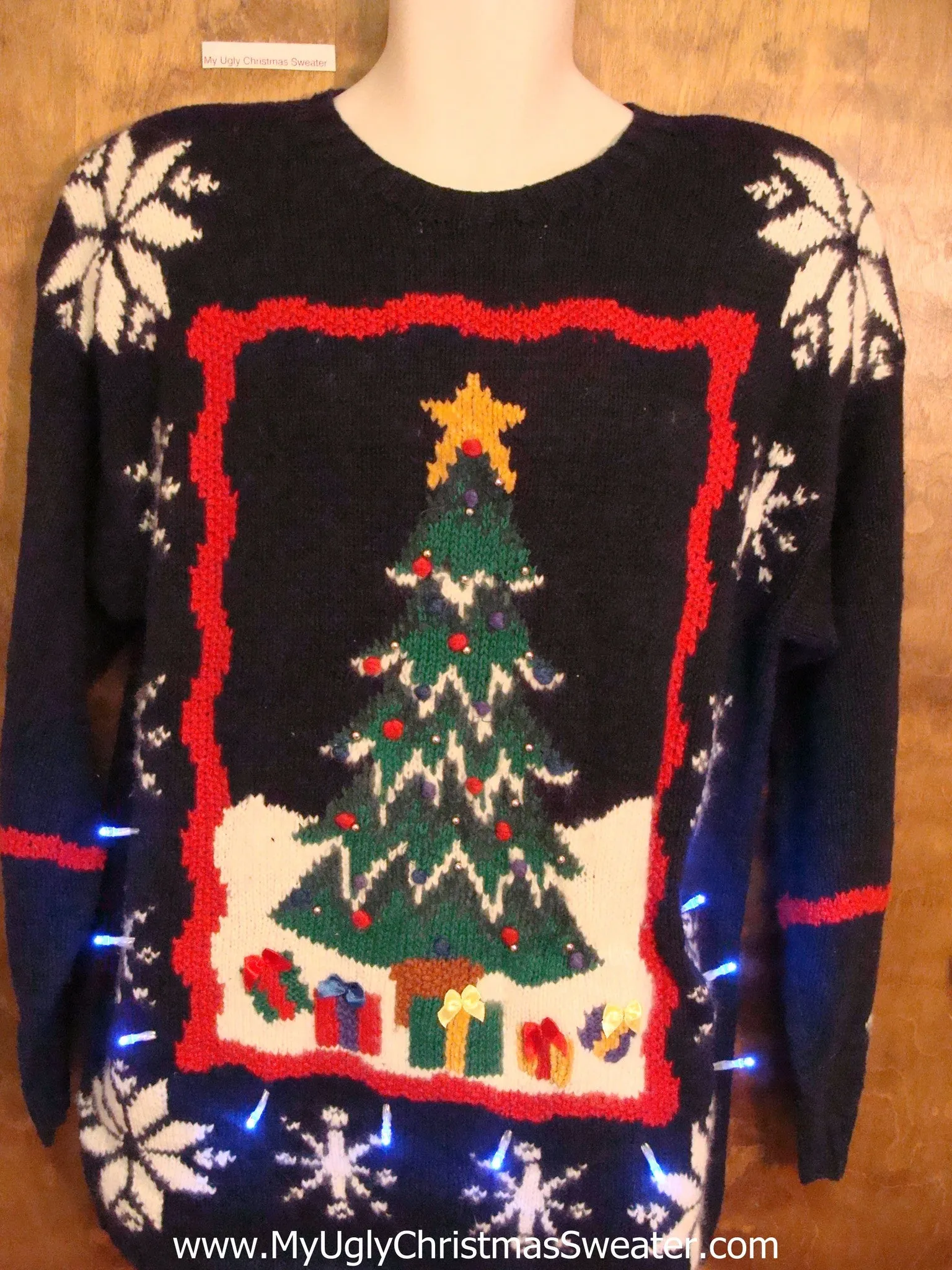Best 80s Light Up Ugly Xmas Sweater with Tree