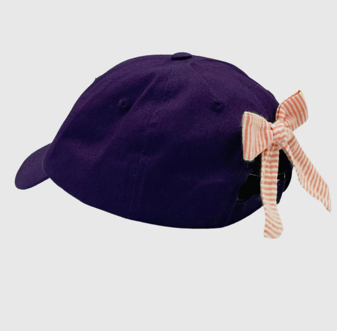 Bits & Bows Baseball Hat w/ Bow - Purple w/ Orange Tiger