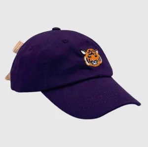 Bits & Bows Baseball Hat w/ Bow - Purple w/ Orange Tiger