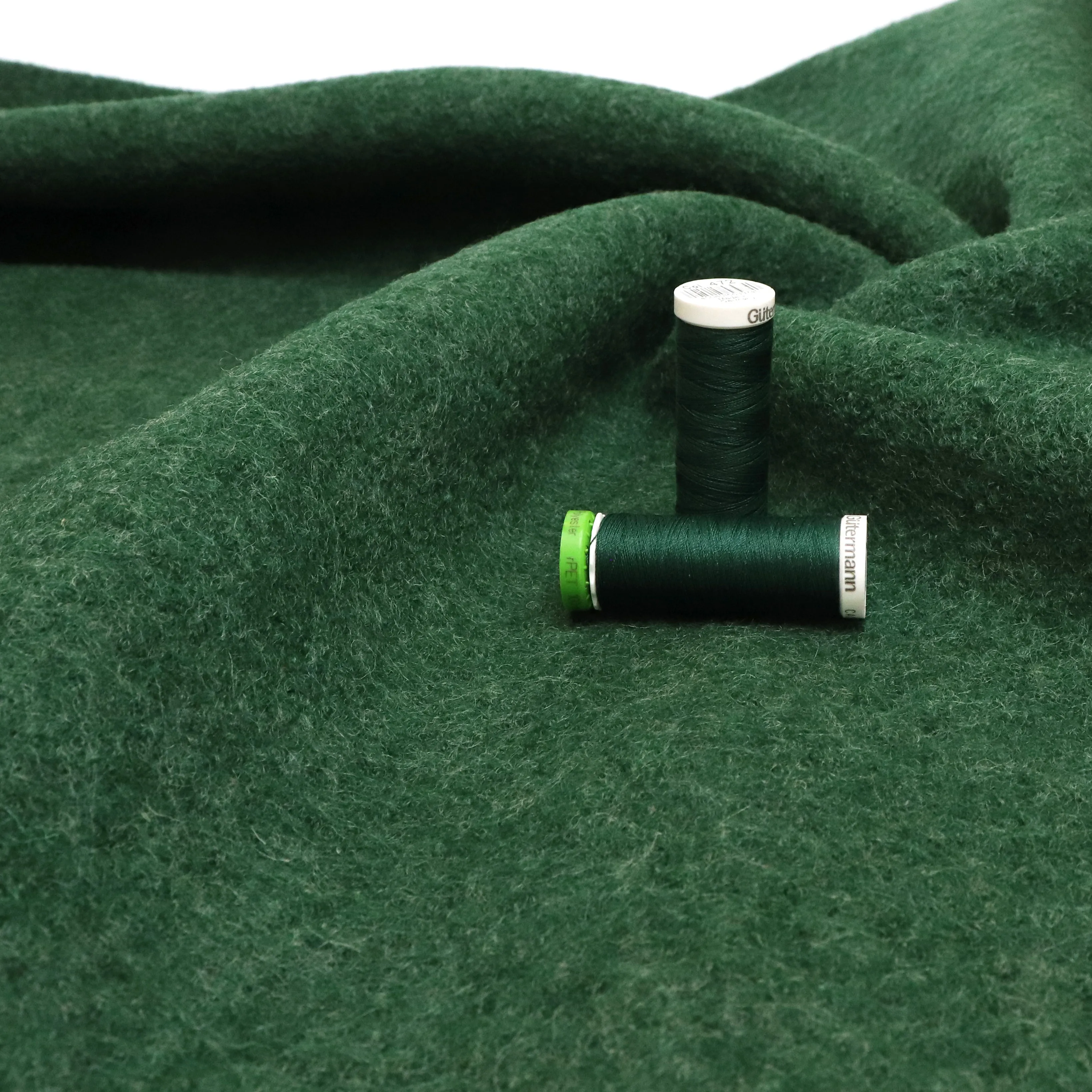 Boiled Wool Coating - Green - END OF BOLT 43cm