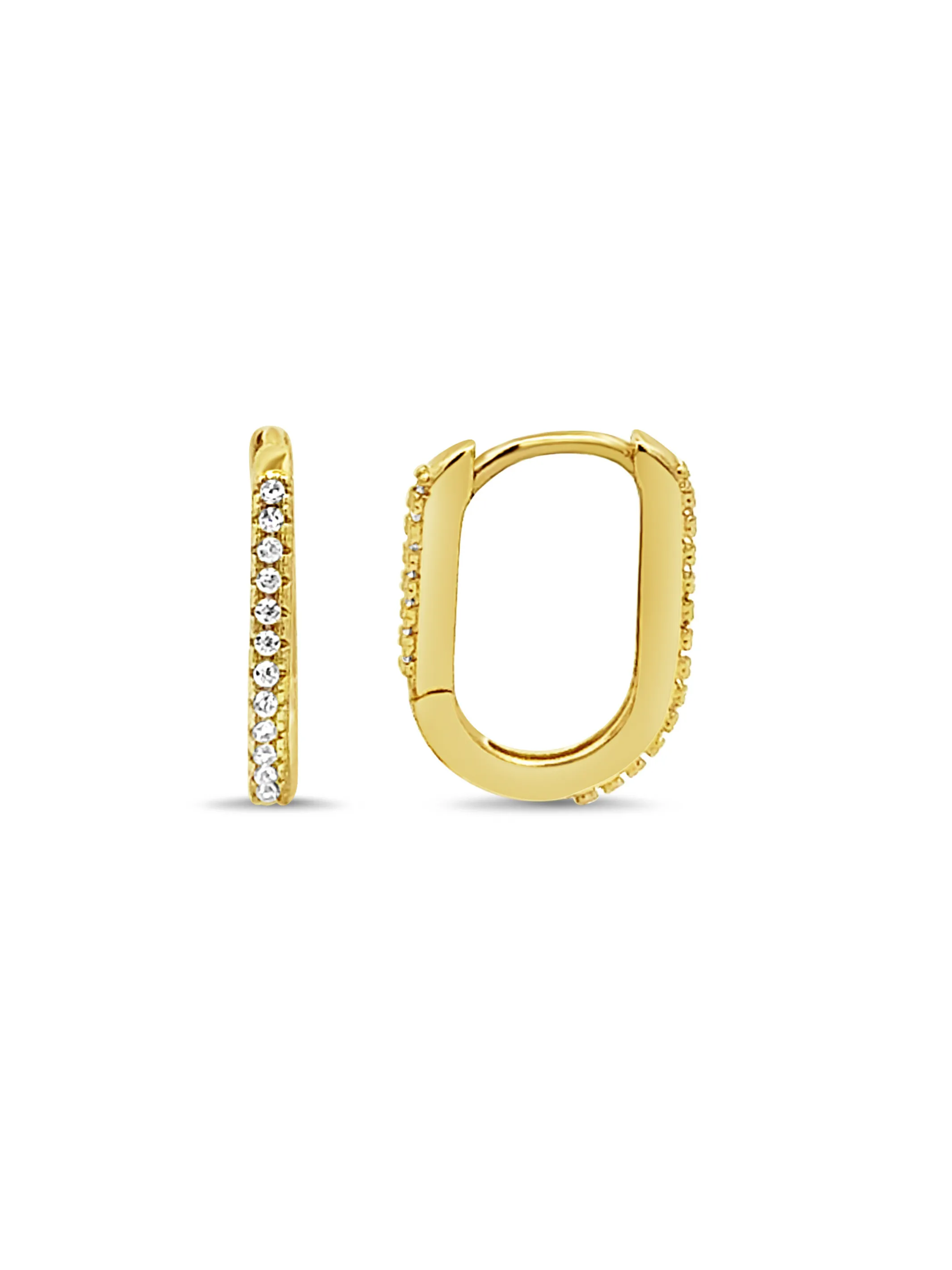 CZ Paperclip Huggie Earrings