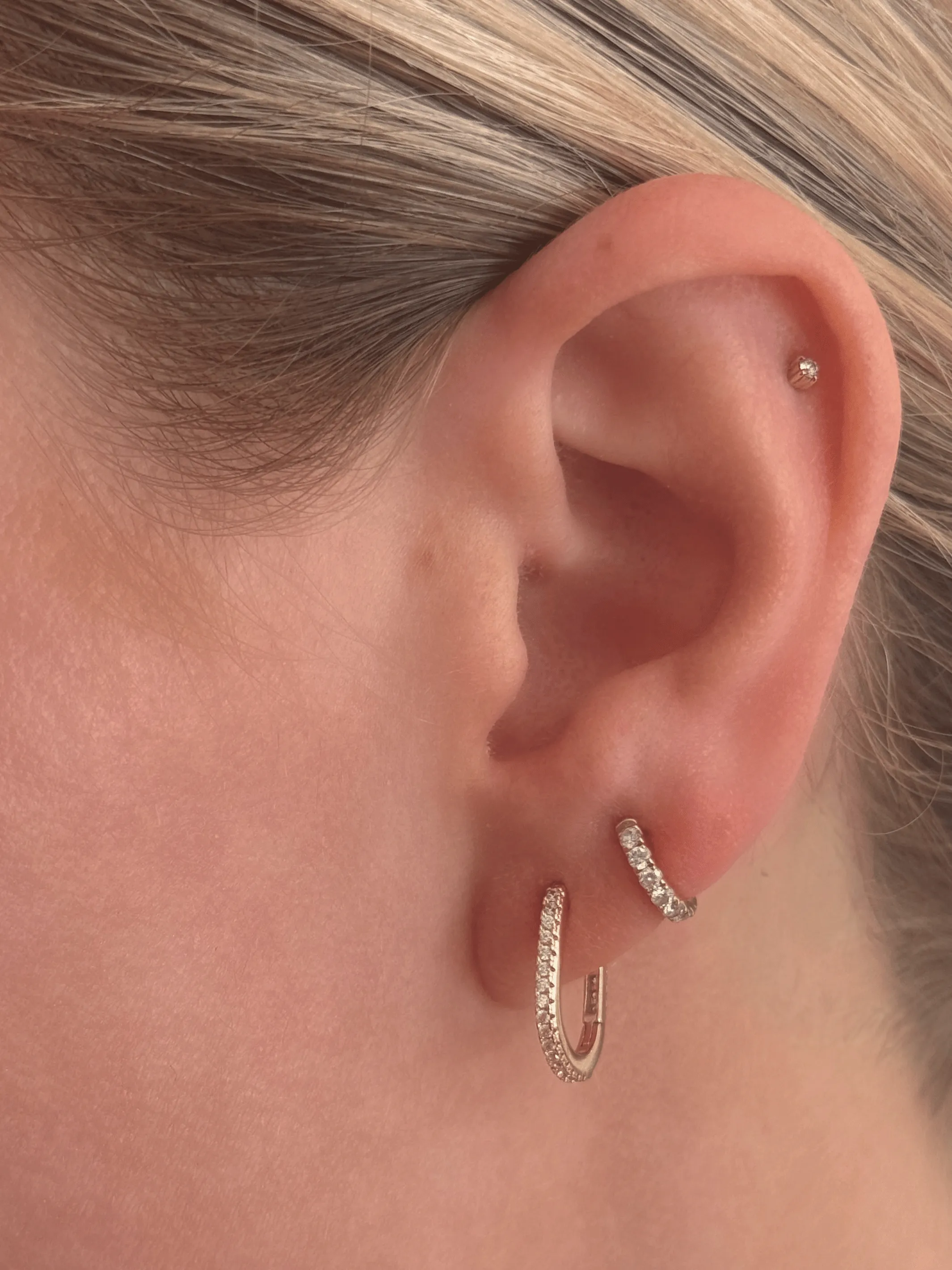 CZ Paperclip Huggie Earrings