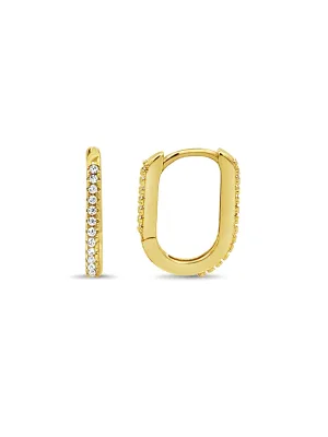 CZ Paperclip Huggie Earrings