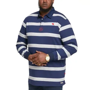 D555 Mens Marshall Big & Tall Long Sleeve Rugby Style Striped Shirt - Navy/White
