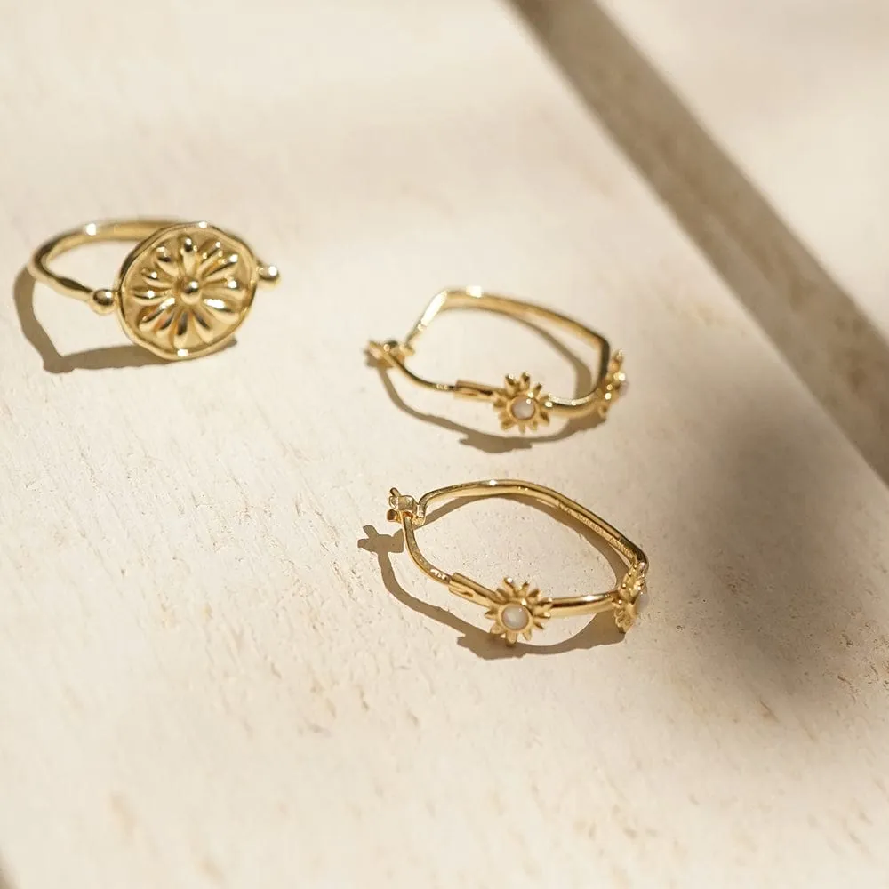 Daisy Organic Mother of Pearl Hoop Earrings 18ct Gold Plate
