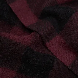 Deadstock Buffalo Check Recycled Wool Blend Coating - Cabernet