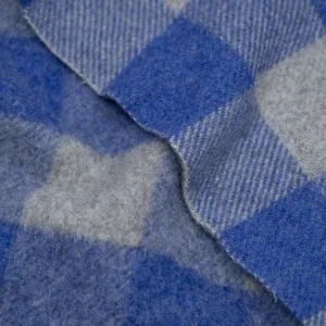 Deadstock Buffalo Check Recycled Wool Blend Coating - Lapis