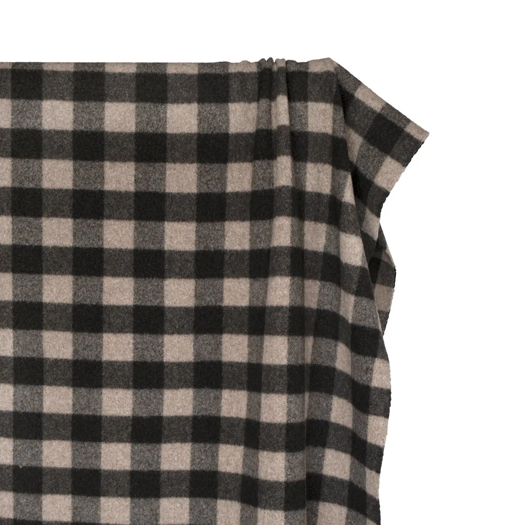 Deadstock Buffalo Check Recycled Wool Blend Coating - Umber