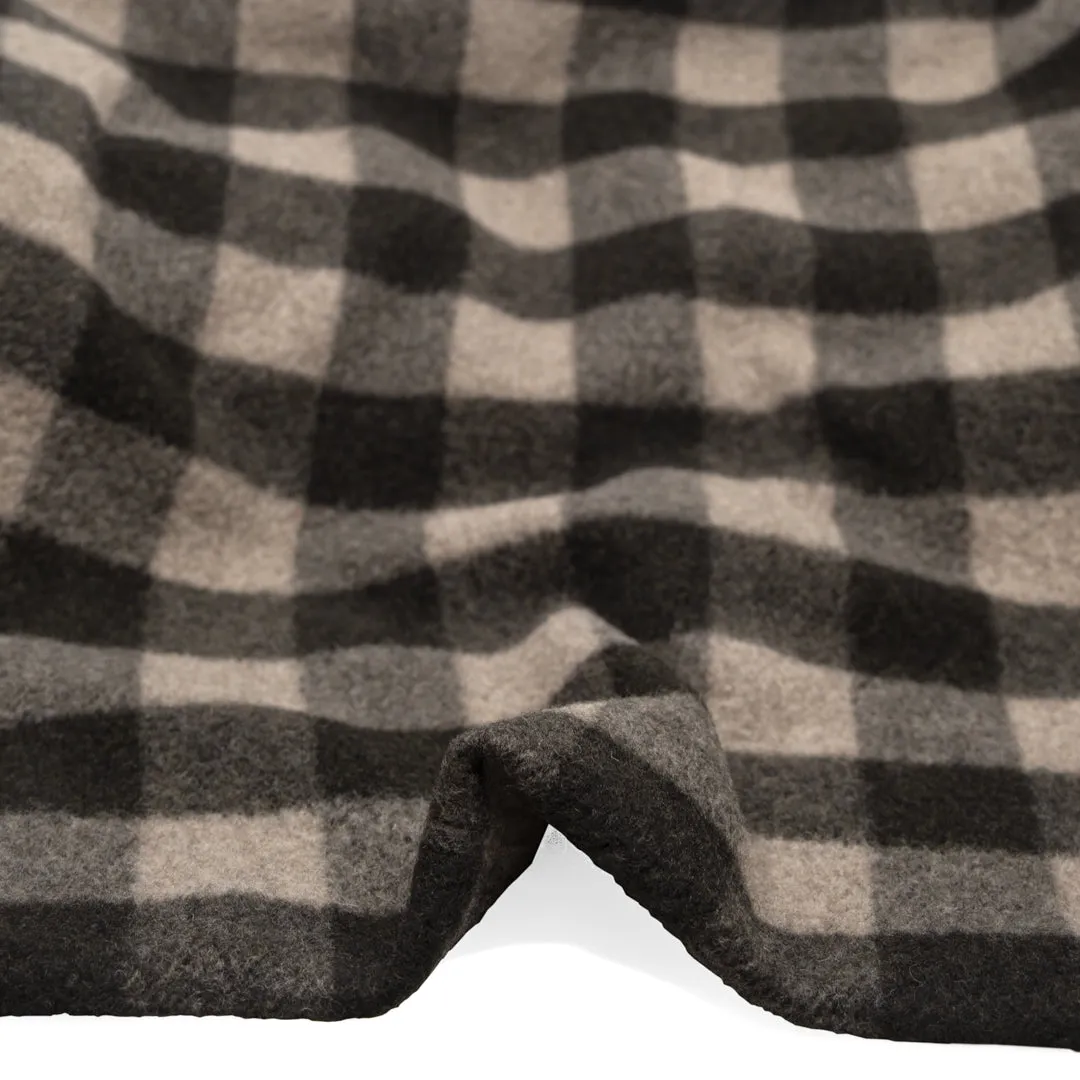 Deadstock Buffalo Check Recycled Wool Blend Coating - Umber