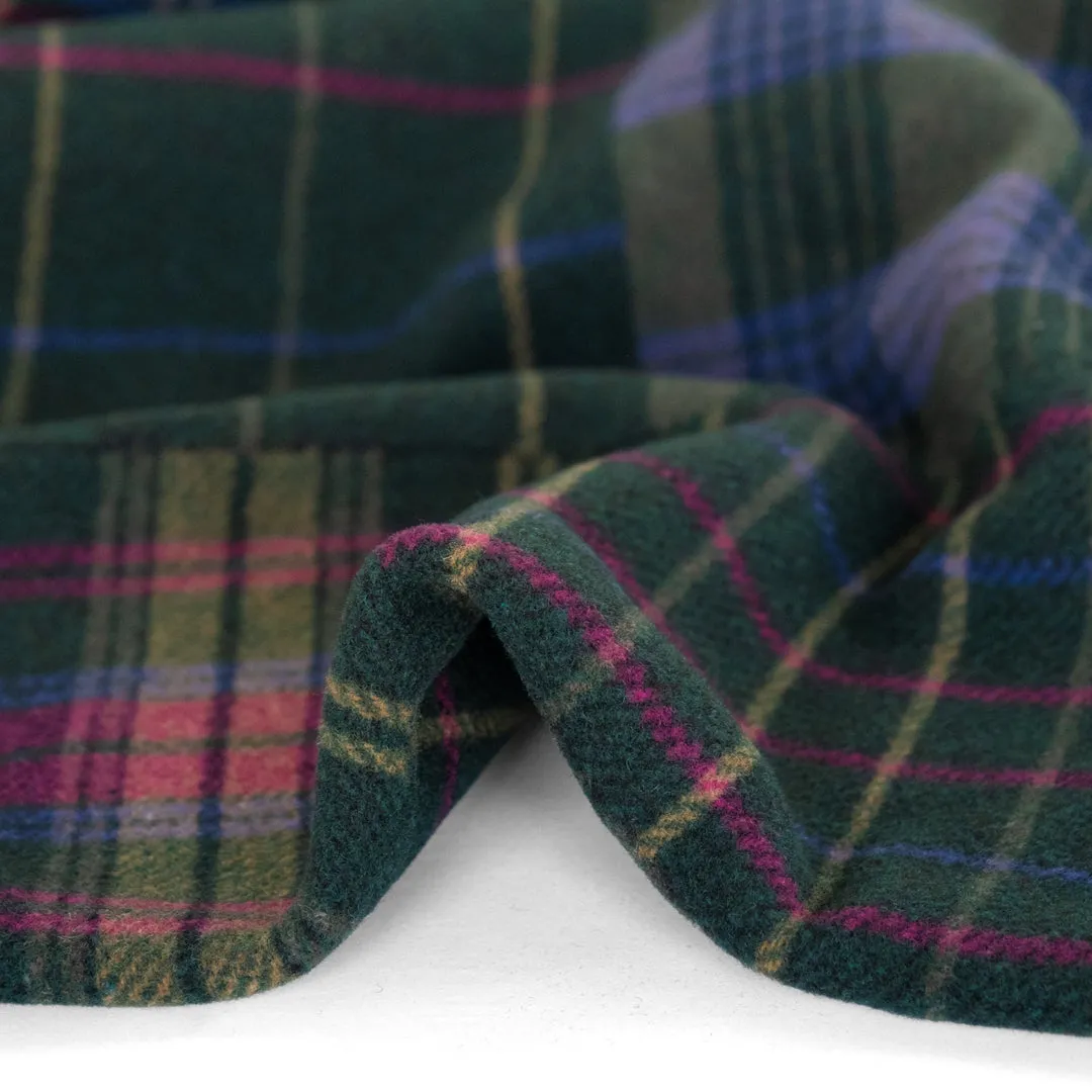 Deadstock Patchwork Plaid Wool Coating - Spruce/Jam/Blue