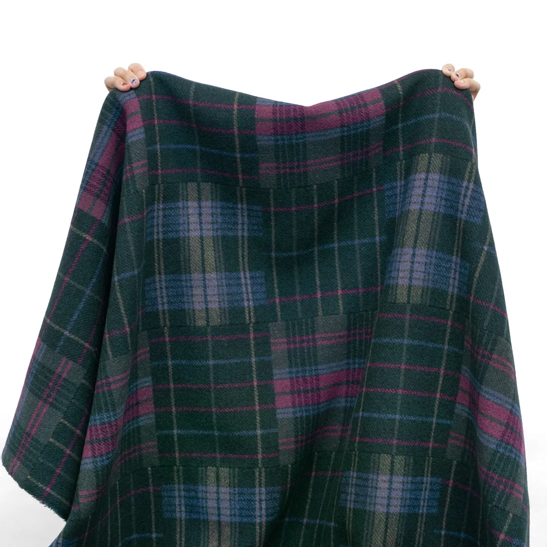 Deadstock Patchwork Plaid Wool Coating - Spruce/Jam/Blue
