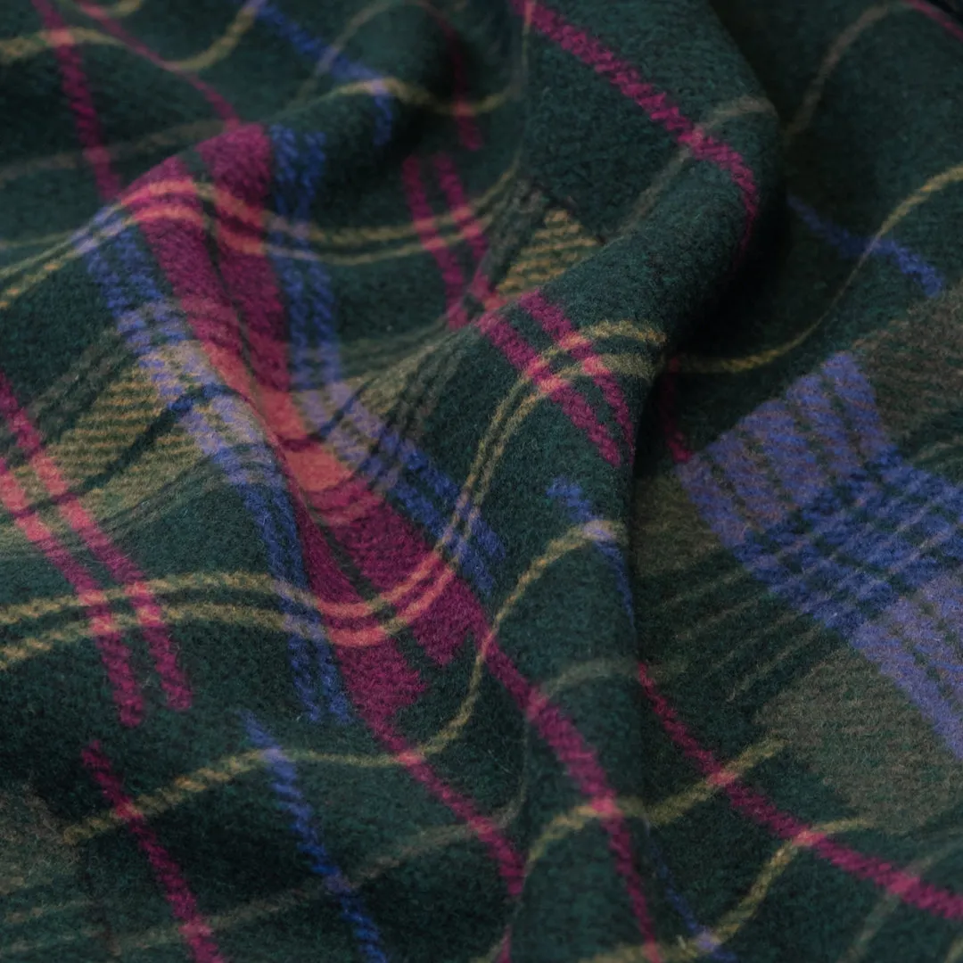 Deadstock Patchwork Plaid Wool Coating - Spruce/Jam/Blue