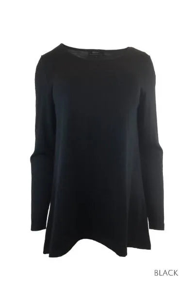 EBAS593.COLOUR.A-H  A-LINE SWING MERINO SCOOP NECK