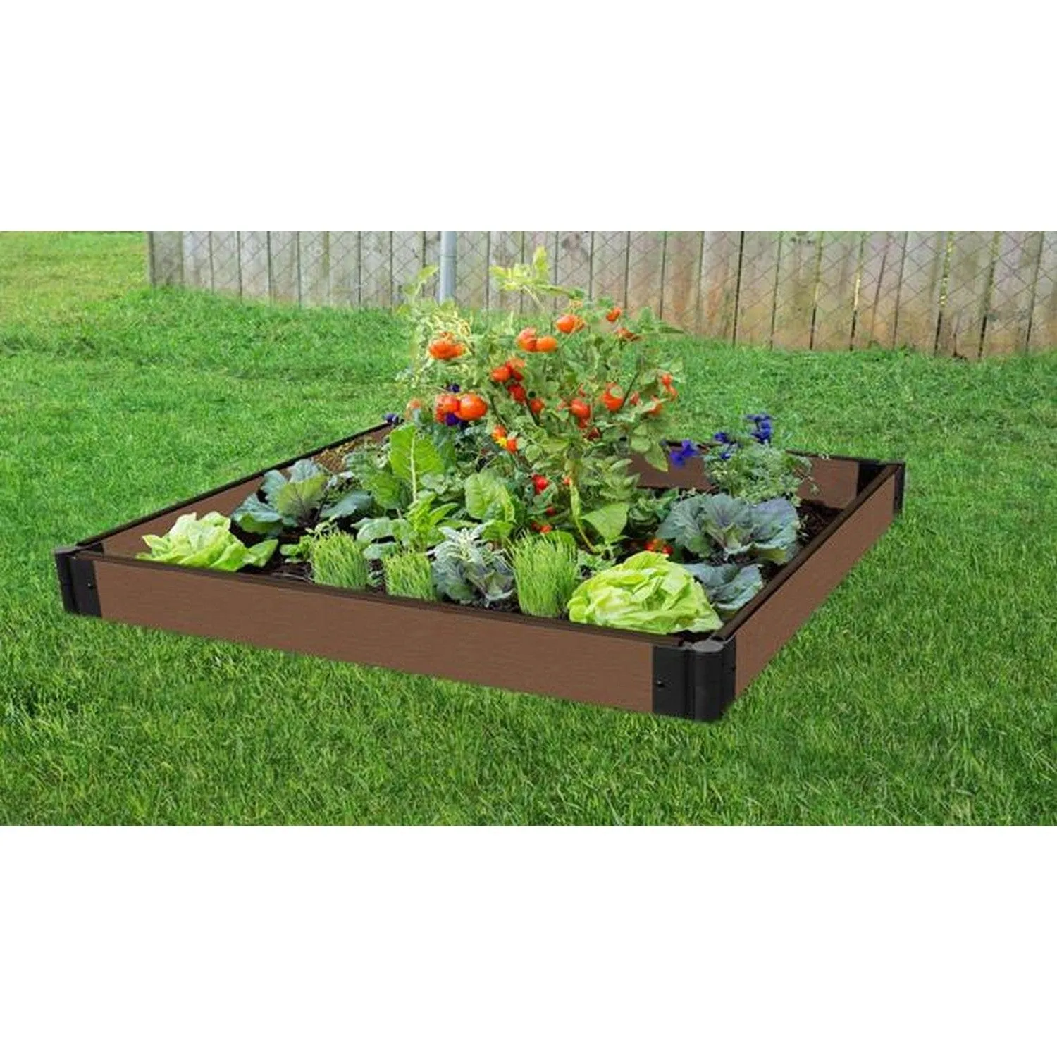 Frame It All | Tool-Free Raised Garden Bed 4' X 4' X 16.5” Uptown Brown – 1” Profile