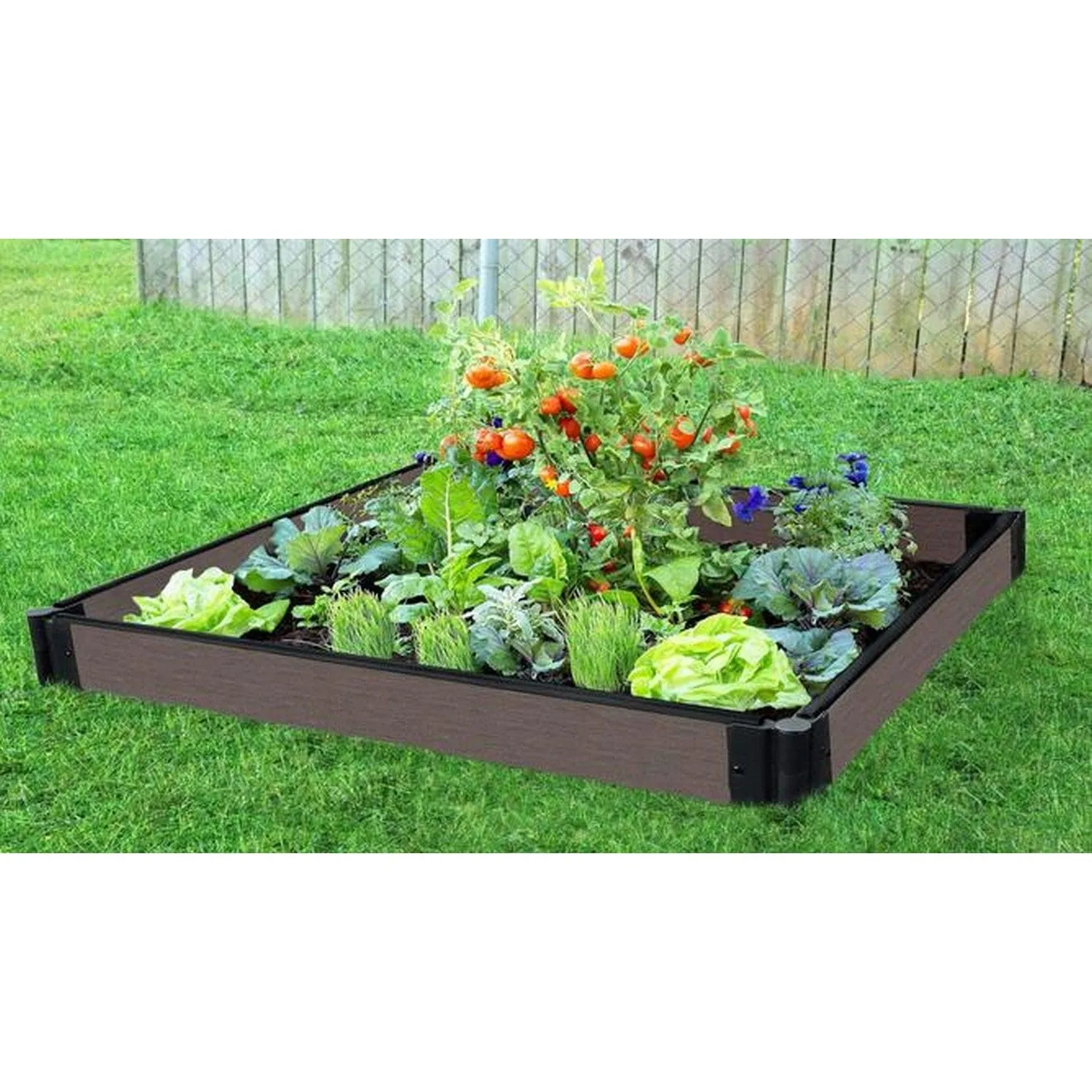 Frame It All | Tool-Free Raised Garden Bed 4' X 4' X 22” Uptown Brown – 1” Profile