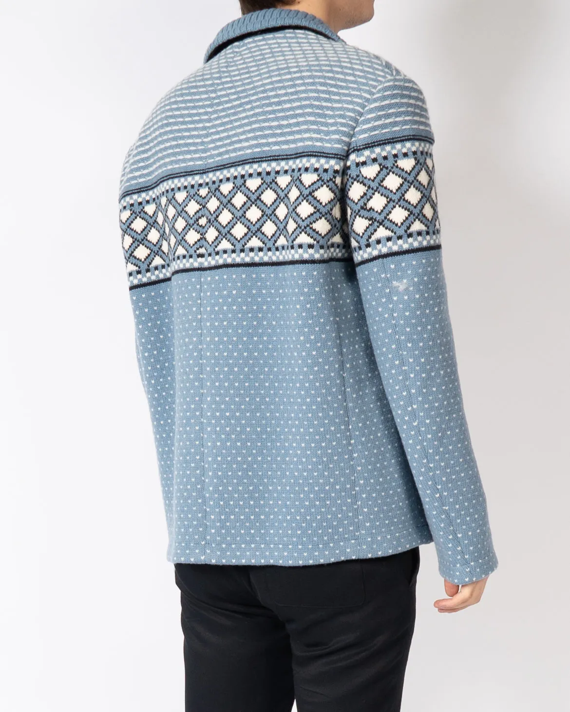FW20 Blue Knitted Jacquard Jacket 1 of 1 Sample