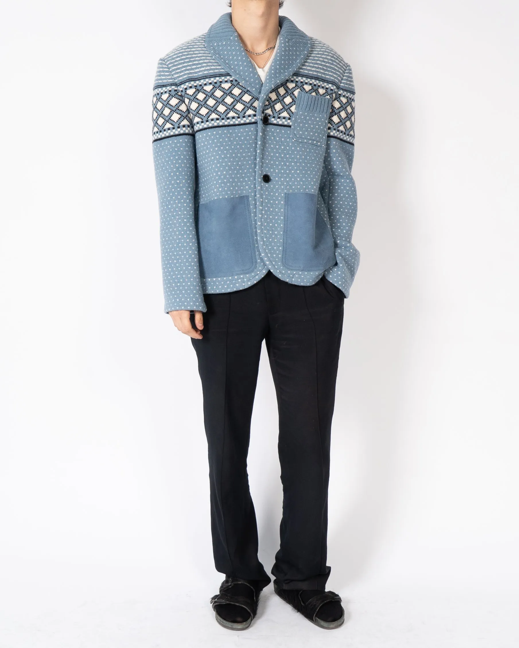FW20 Blue Knitted Jacquard Jacket 1 of 1 Sample