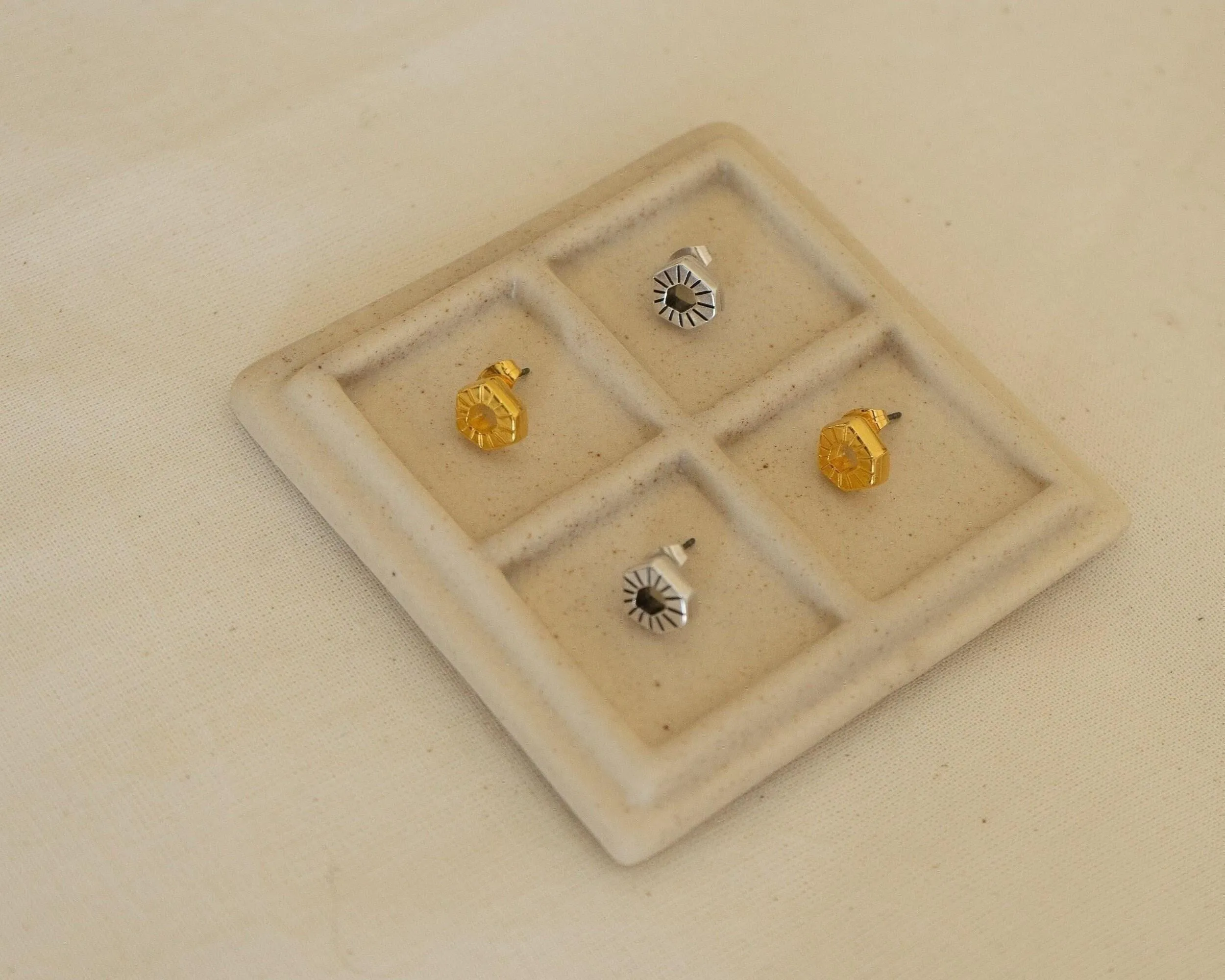 Gold Asymmetric Circle Stud Earrings