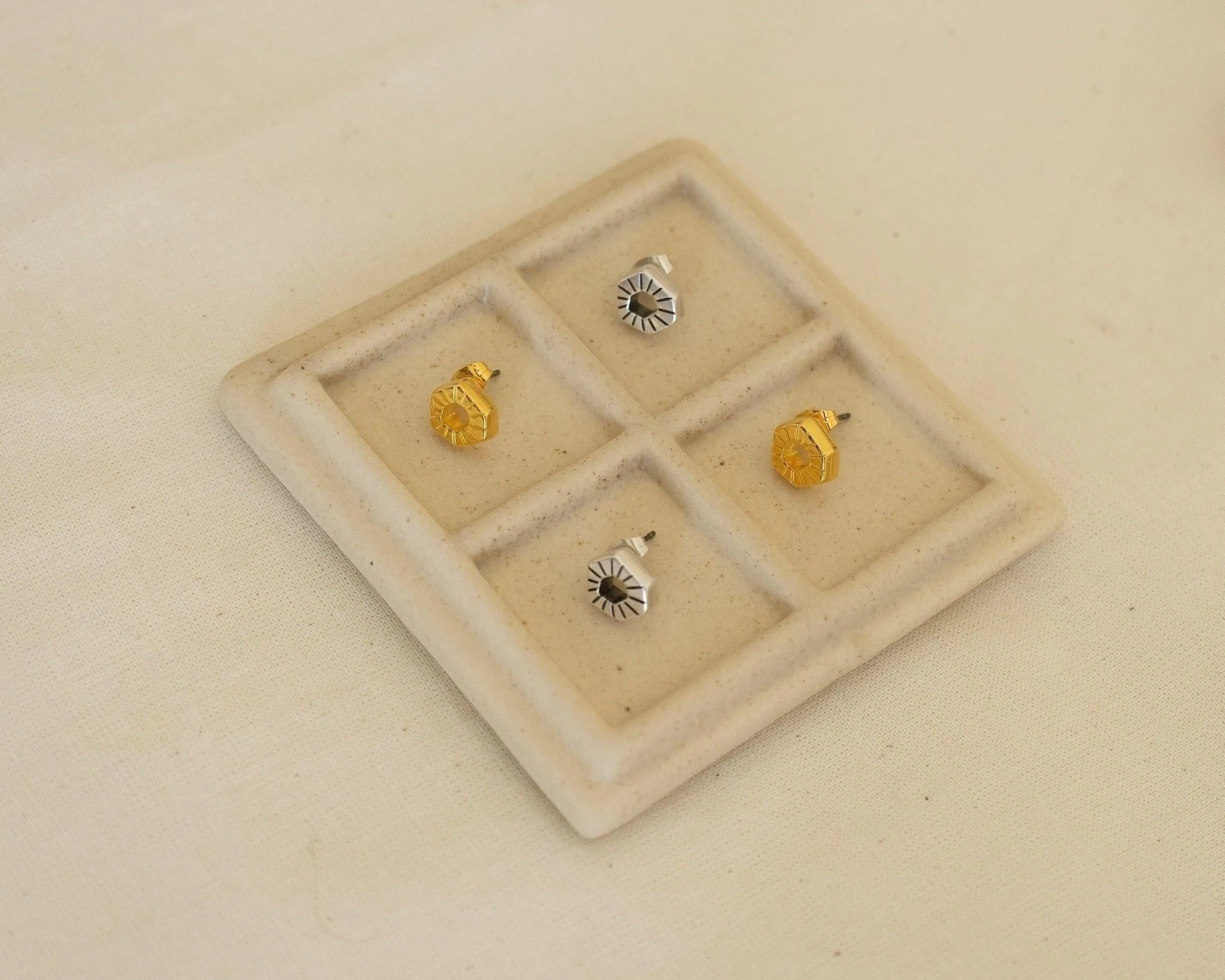 Gold Asymmetric Circle Stud Earrings