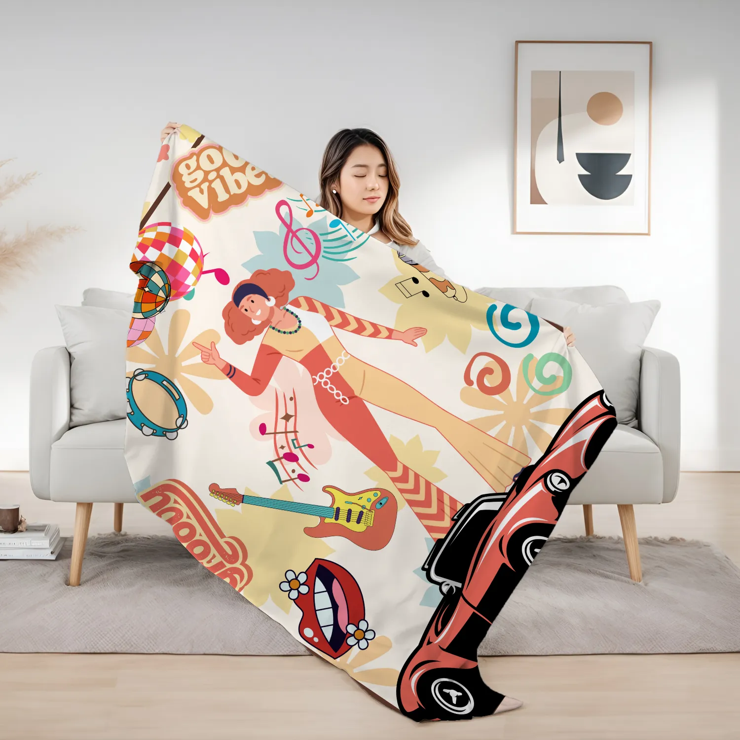 Grandparent day gift for Grandma | Cozy Sherpa Fleece Blanket for MeeMaw | Cool gift for Nana who has everything | Disco in Bell Bottoms