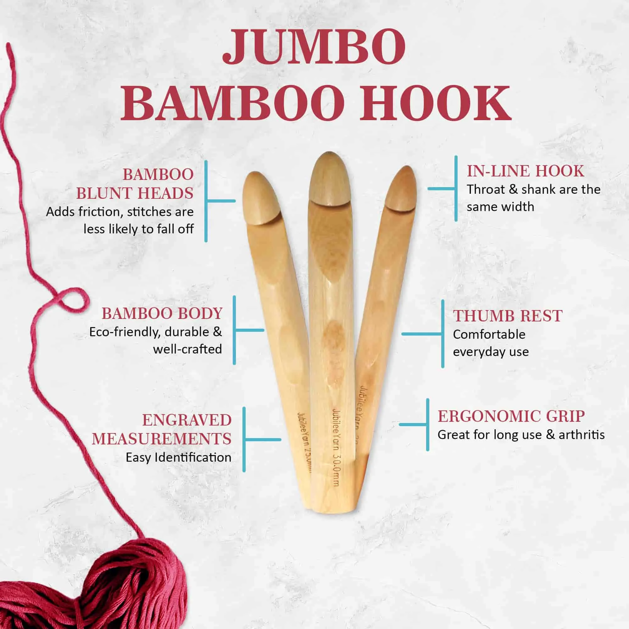 Jumbo Bamboo Crochet Hooks