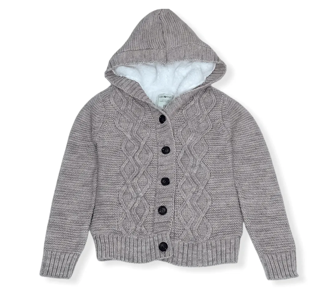 Kids Buttoned Jacket (Padded) - Beige