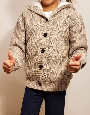Kids Buttoned Jacket (Padded) - Beige