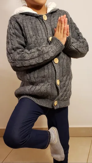 Kids Buttoned Jacket (Padded) - Grey