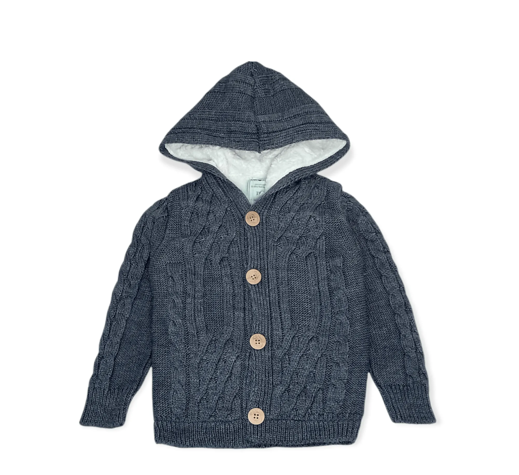 Kids Buttoned Jacket (Padded) - Grey