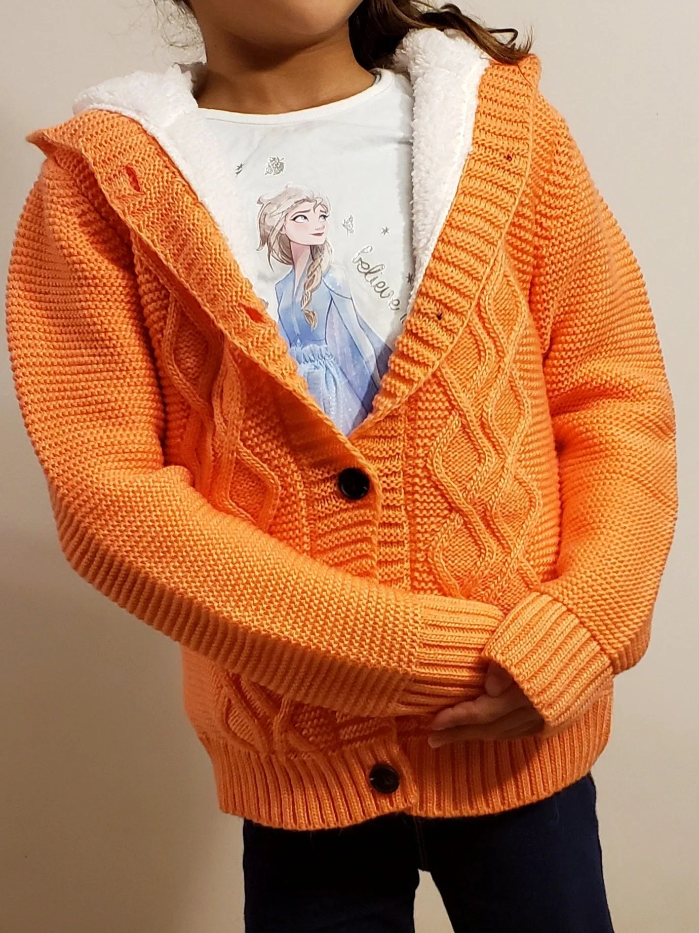 Kids Buttoned Jacket (Padded) - Saumon