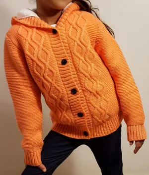 Kids Buttoned Jacket (Padded) - Saumon