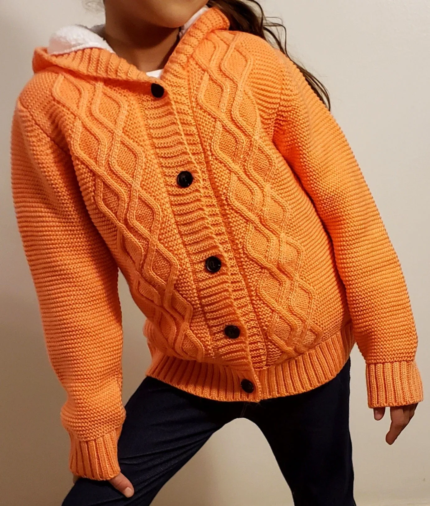 Kids Buttoned Jacket (Padded) - Saumon