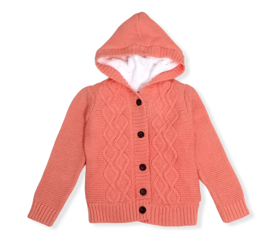 Kids Buttoned Jacket (Padded) - Saumon