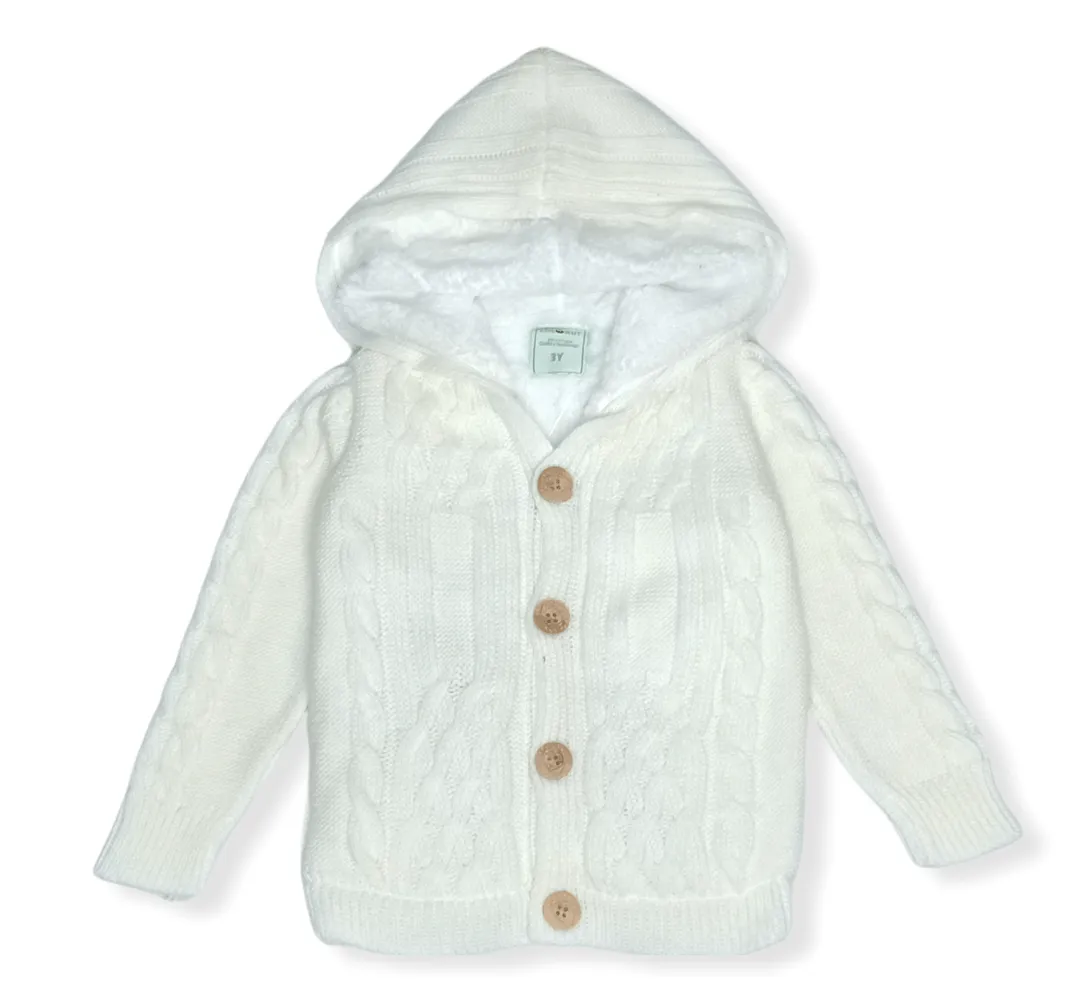 Kids Buttoned Jacket (Padded) - White