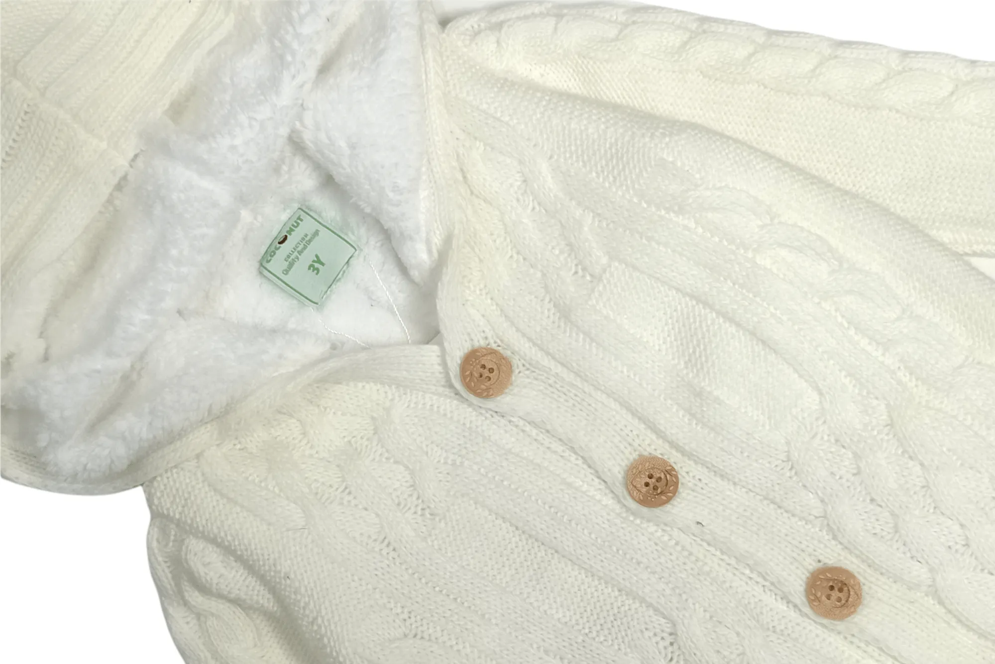 Kids Buttoned Jacket (Padded) - White