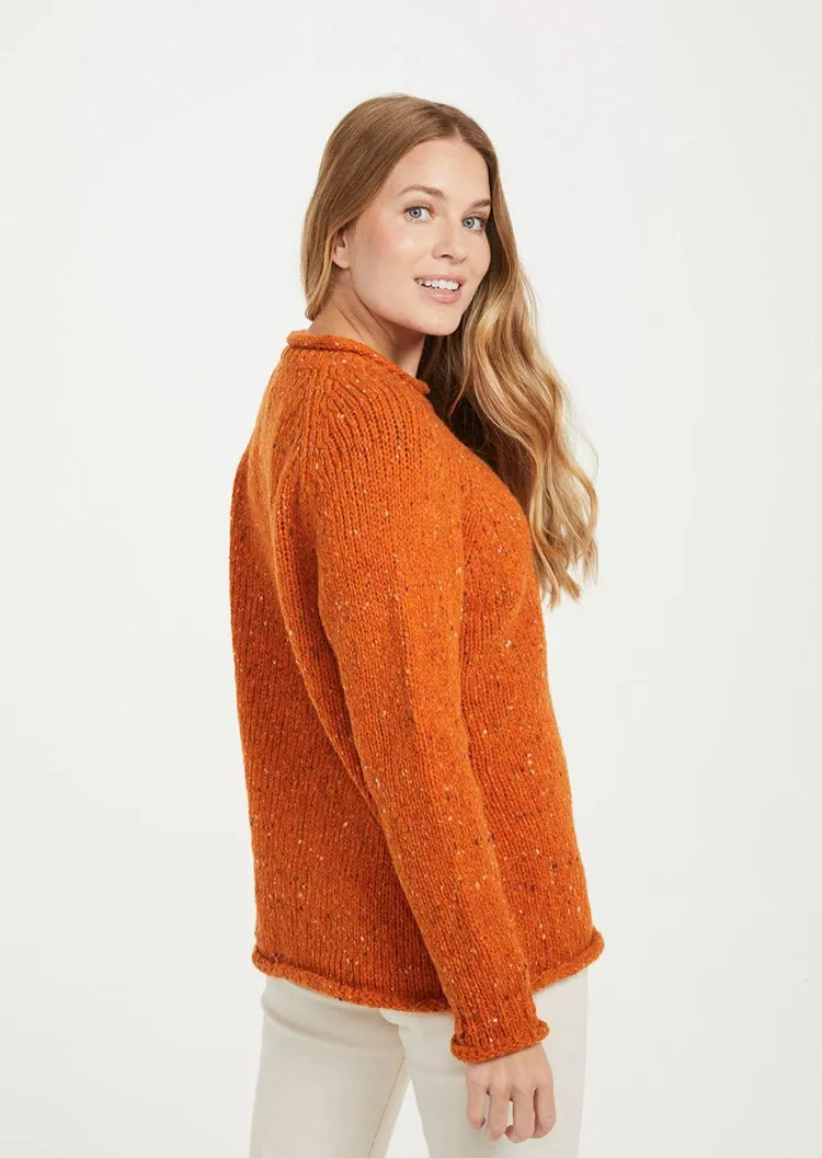 Ladies Donegal Roll Neck Sweater | Orange