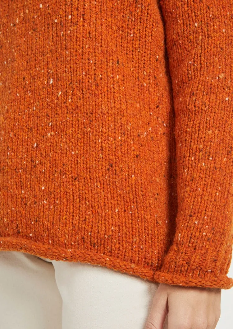 Ladies Donegal Roll Neck Sweater | Orange