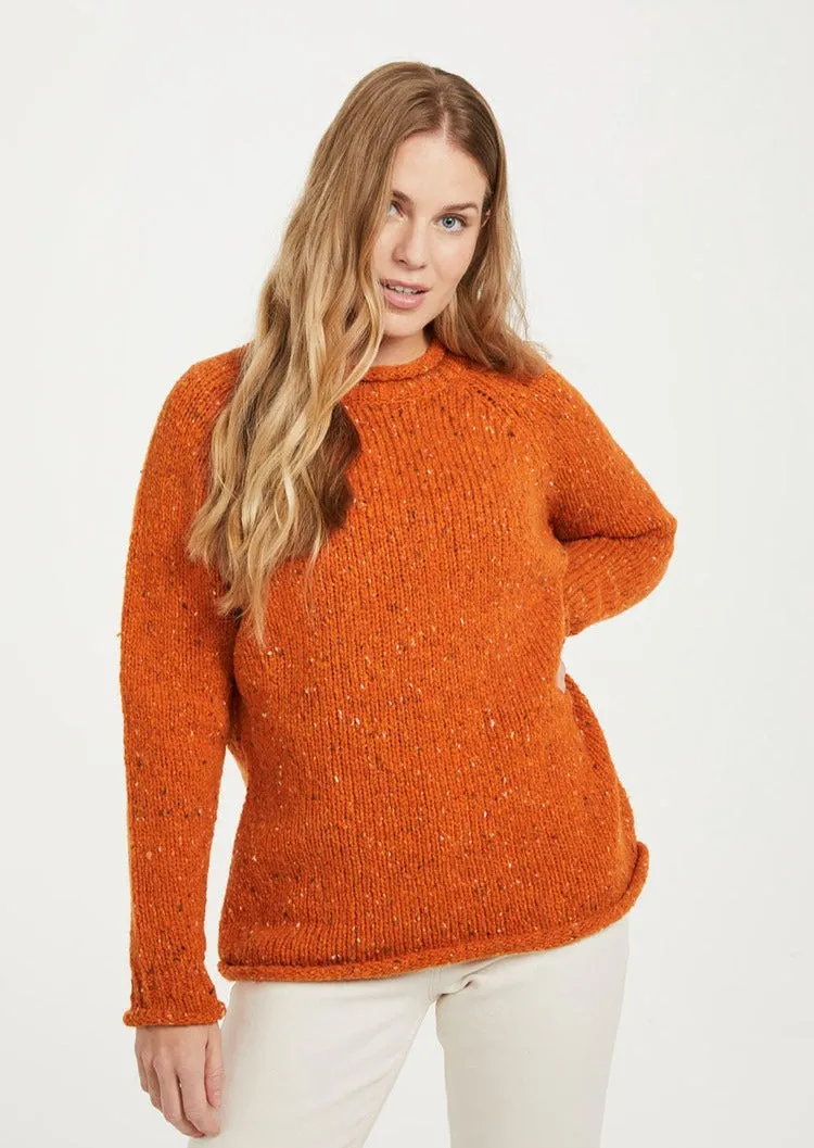 Ladies Donegal Roll Neck Sweater | Orange