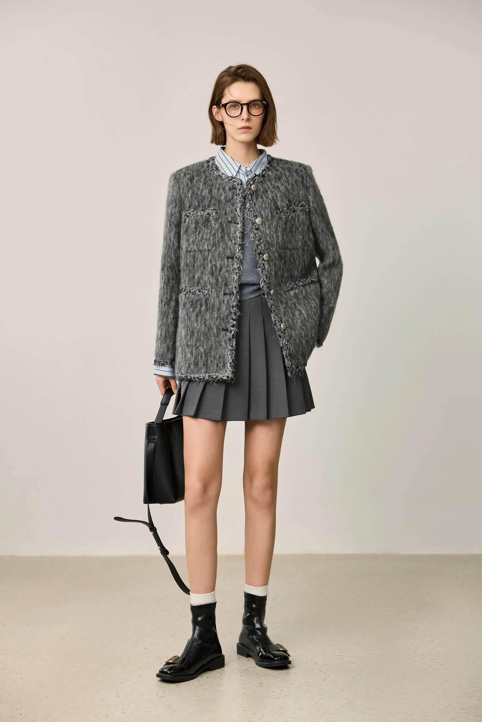 LILY Lambswool Blend Tweed-Style Wool Jacket