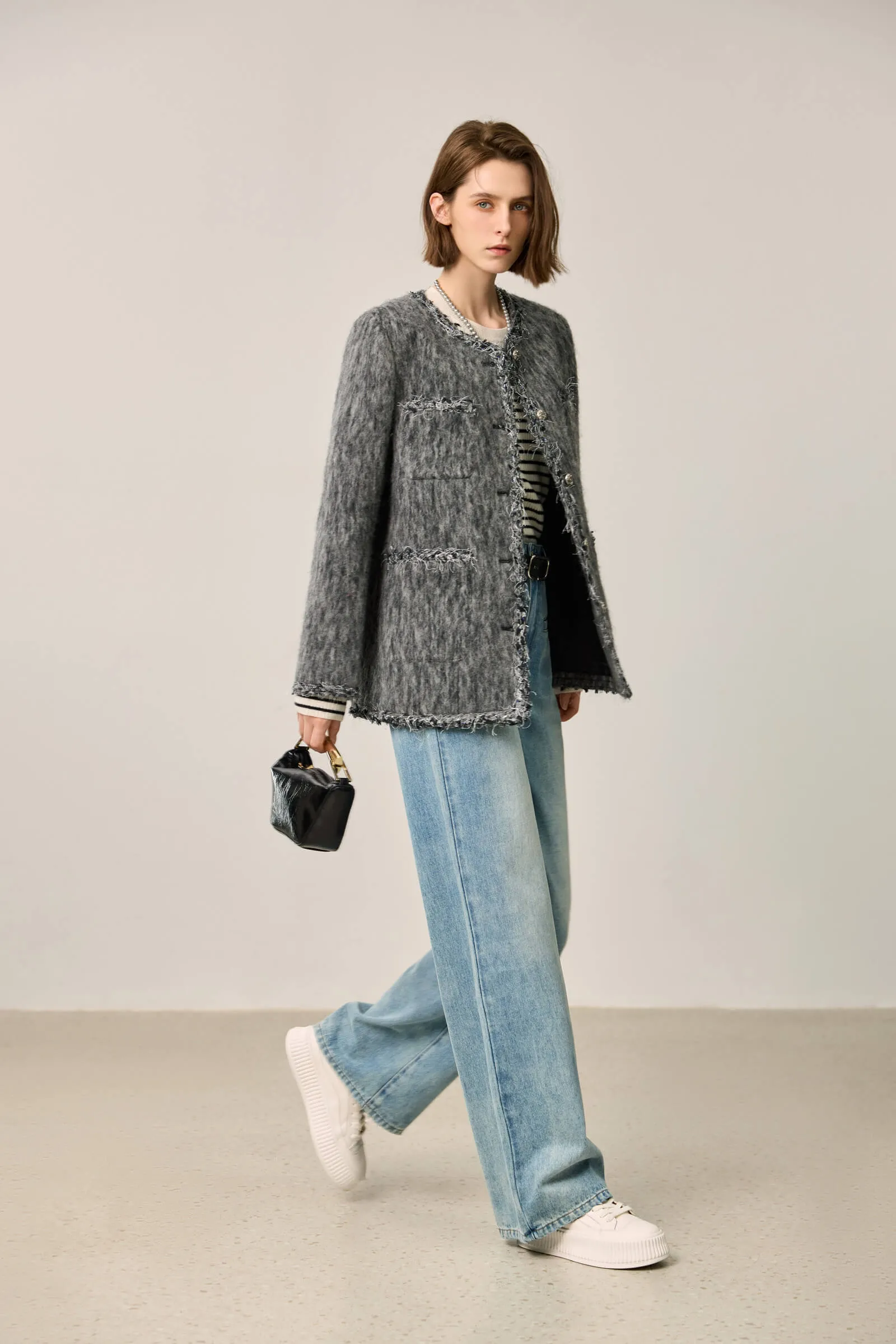 LILY Lambswool Blend Tweed-Style Wool Jacket