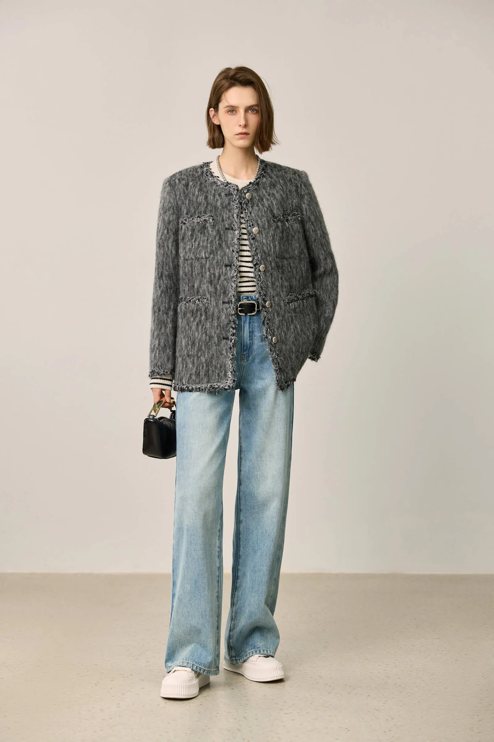LILY Lambswool Blend Tweed-Style Wool Jacket