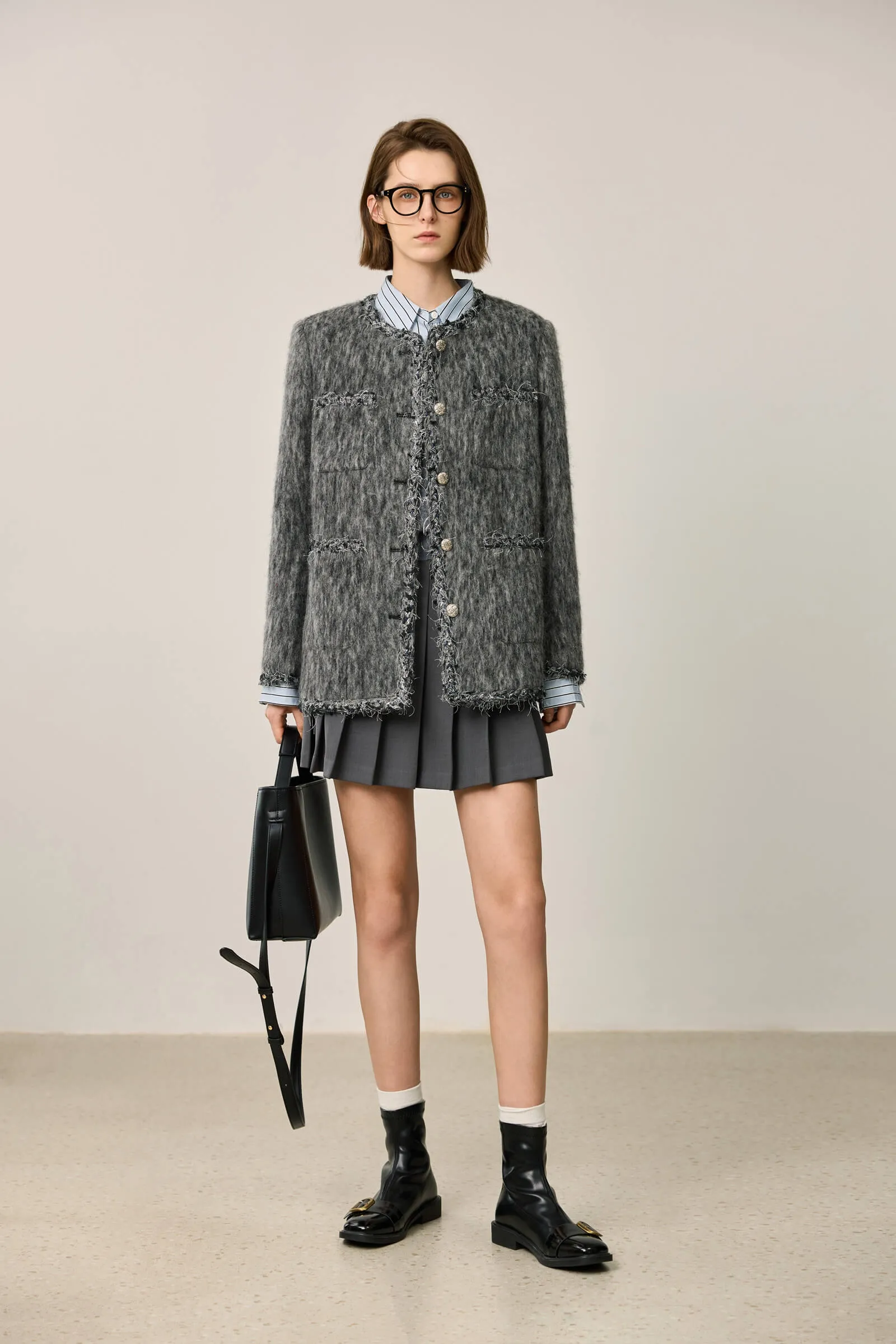 LILY Lambswool Blend Tweed-Style Wool Jacket